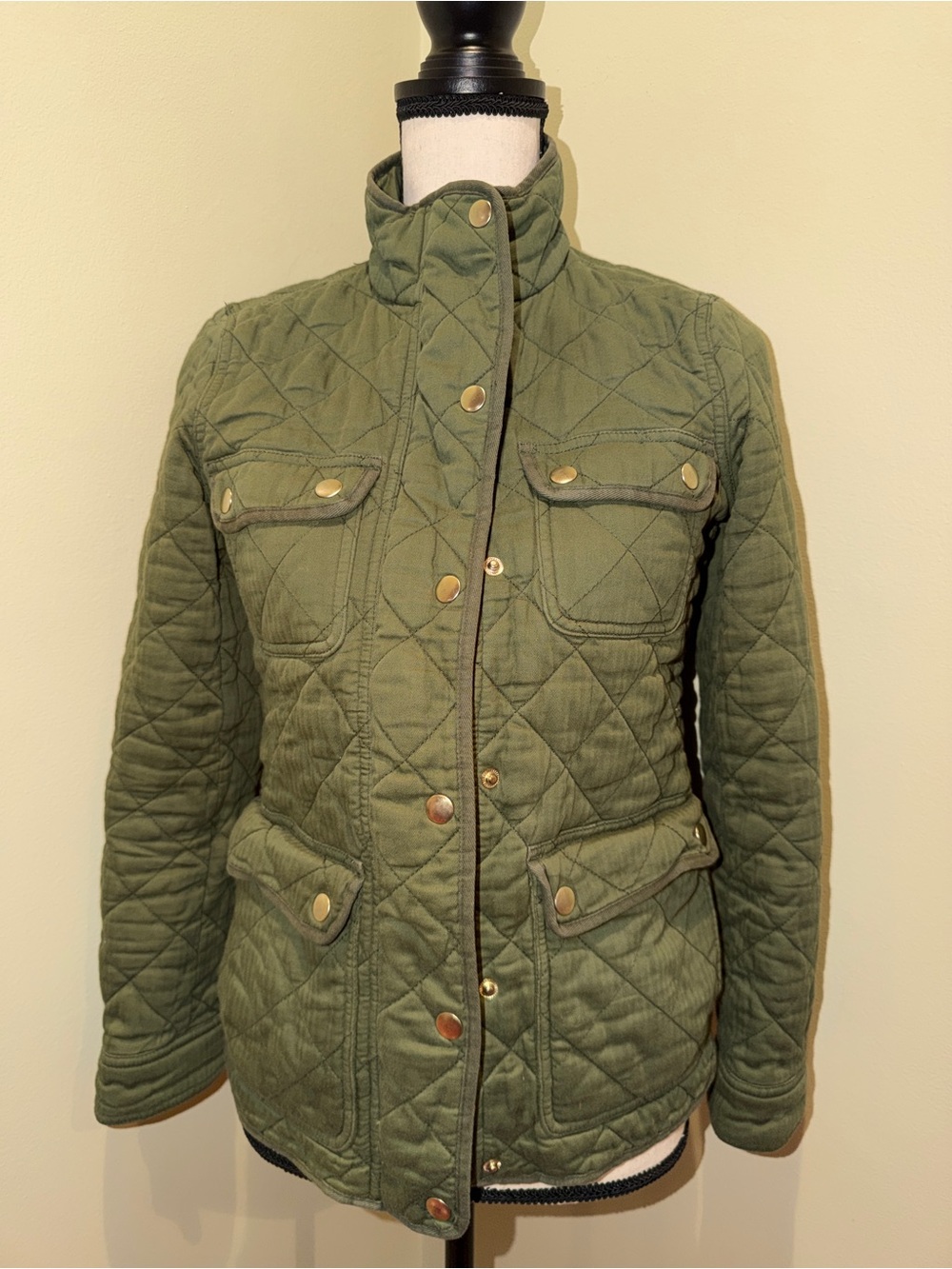 J. Crew Quilted Utility Jacket in Olive
